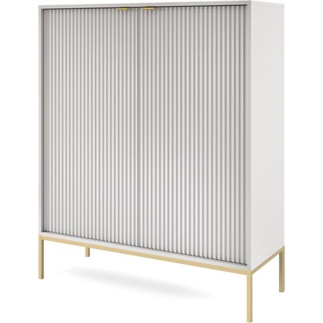 Cassettiera: 2 ante, Grigio, oro, 104 x 125 x 39 cm, maniglie dorate (1/5)