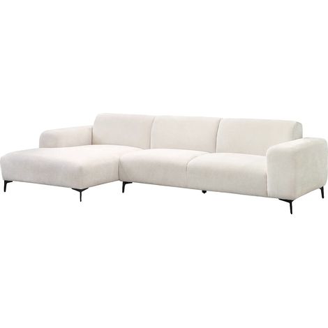 Canapé d'angle gauche en tissu texturé beige SAPIGO (1/5)