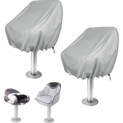 Ecleanfy - Lot de 2 housses de protection imperméables pour siège de capitaine de bateau ponton sur piédestal, housse de siège de barreur en tissu Oxford (1/5)