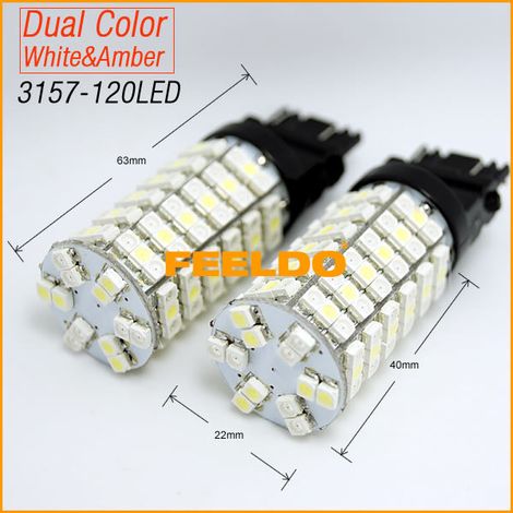 Yellow and white dual-color T25 3157 1210-120 LED car brake light and car LED turn signal bulb (1/2)