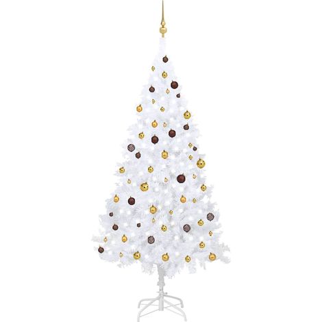 vidaXL Artificial Pre-lit Christmas Tree with Ball Set White 240 cm (1/5)