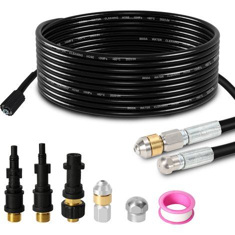 Wolketon Set sturatubi 10m 160Bar con ugelli fisso e rotante, incluso adattatore (1/5)