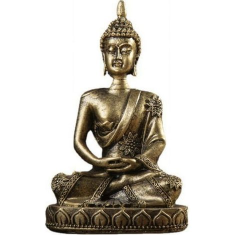 Sculptures artisanales créatives en grès d'Asie du Sud-Est, Bouddha assis en résine, décoration et ornement pour la maison, cadeau (1/5)