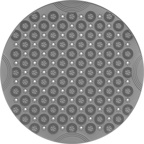 Stück graue runde rutschfeste Badezimmermatte mit Saugnapf, geeignet für Dusche, Badewanne und WC (55 x 55 cm) (1/5)