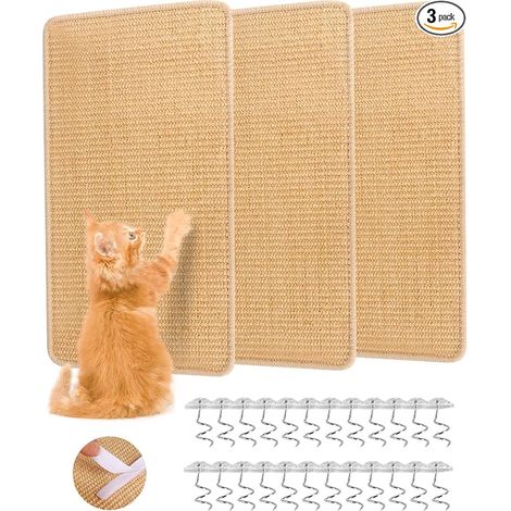 Cat Scratching Mat 50 x 25 cm Natural Sisal Wall Post Scratcher Sofa Suitable for Walls