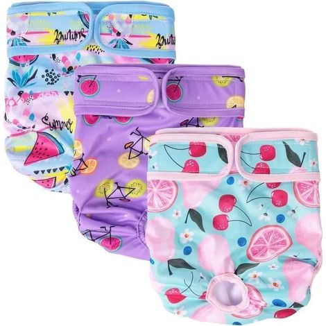 Couches pour Chien - ZGEER - Lot de 3 - Réutilisables - Lavables - Rose (1/4)