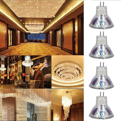 4 Ampoules LED MR11 5W 500lm, 15 LEDs, Culot Double Broche, Blanc Chaud pour Projecteurs et Éclairage Paysager