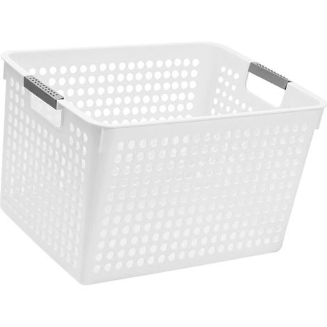 Panier de rangement en plastique avec manches - Boîte organisateur multifonction pour cuisine, bureau et chambre d'enfant - 30.5x21.5x17.5cm (1/5)