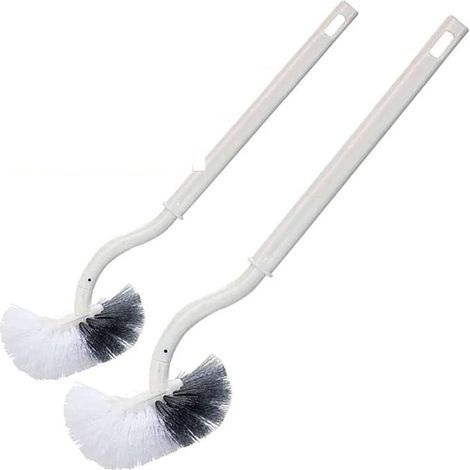 Toilet Brush, Toilet Brush with Edge Cleaner, Improved Toilet Brush, Curved Toilet Brush, Long Handle (2 pieces (with Hook)) (1/5)