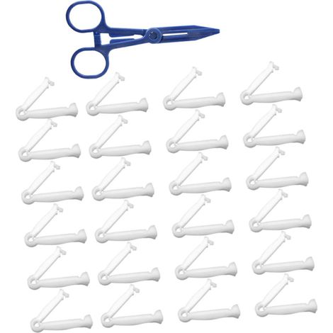 Clip Ombilical Jetable 1 Set en Plastique, Antidérapant, pour Élevage Lot Unique, Usage en Reproduction et Mise Bas, Conçu pour Cordon Ombilical, Aide à Limiter les Saignements (1/5)