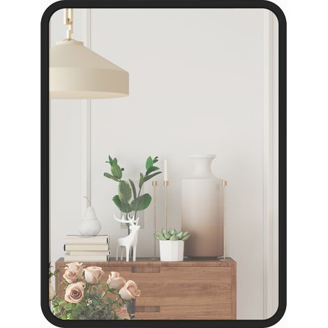 HOMCOM Rectangular Mirror with Metal Frame, Decorative Wall Mirror, Black