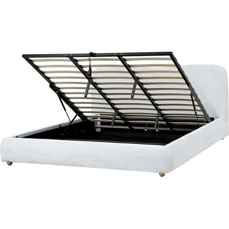 Lit Double Moderne en Tissu 180 x 200 cm avec Rangement Gris Clair Blagnac (1/5)