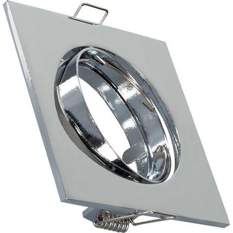 Aro Downlight Cuadrado Basculante para Bombilla LED GU10 / GU5.3 Corte Ø 72 mm Cromado