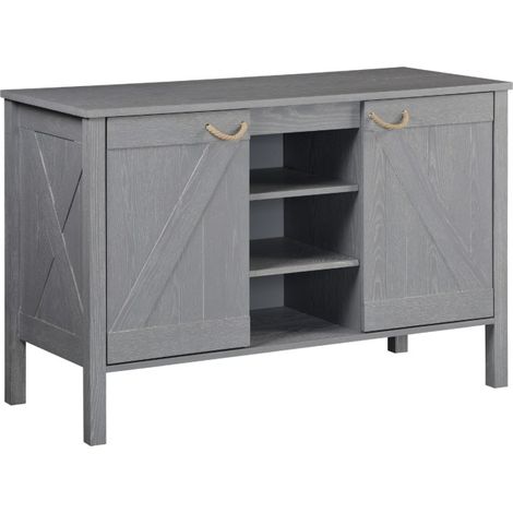 LUZIA Doppelwaschbecken-Badezimmerschrank B.120 x H.78 x T.50 cm, graue Eiche (1/5)