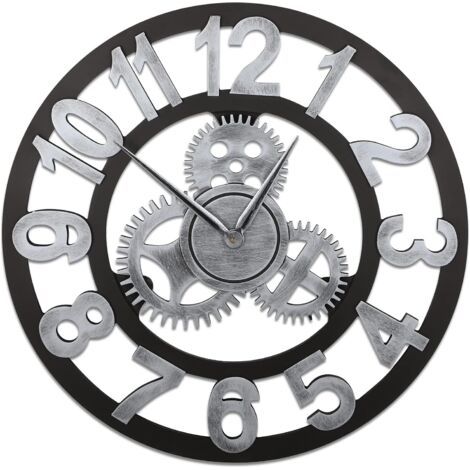 3D Horloge Murale 40 cm, Steampunk Horloge Murale à Engrenages, Pendule Murale Classique Vintage en Métal, Horloges Rétro Silencieuse,Horloge Chiffre Romain,Décor Industriel pour Salon,Bar,d'Or (1/5)