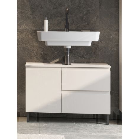 Meuble sous lavabo 80 cm moderne gris cachemire Salsa