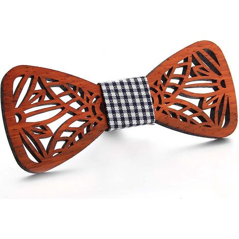 lot De 1 Nud Papillon En Bois Grav Convient Pour Les Cadeaux, Les Rceptions, Les Mariages (1/4)
