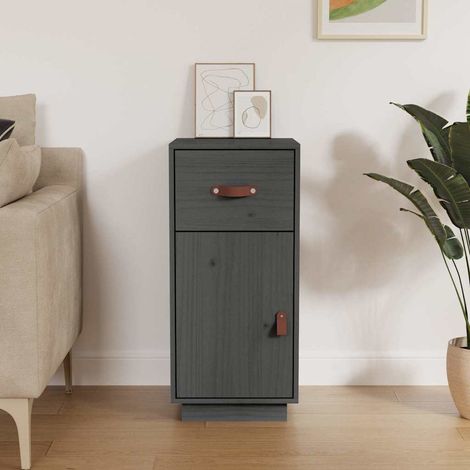 Buffet - Armoire de rangement Enfilade Gris 34x40x75 cm Bois massif de pin BV542496 - BonneVie (1/5)