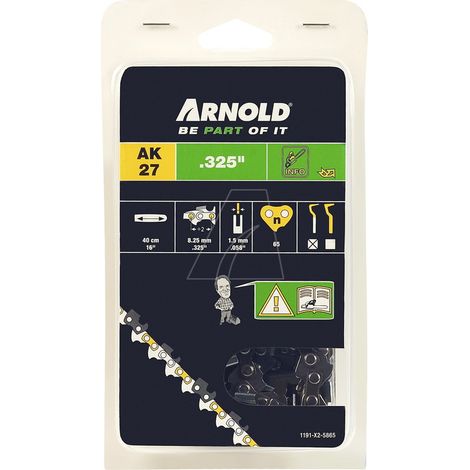 ARNOLD Chaîne de tronçonneuse 0,325"/1,5 mm - 65 maillons d’entraîneurs - gouges demi-rondes