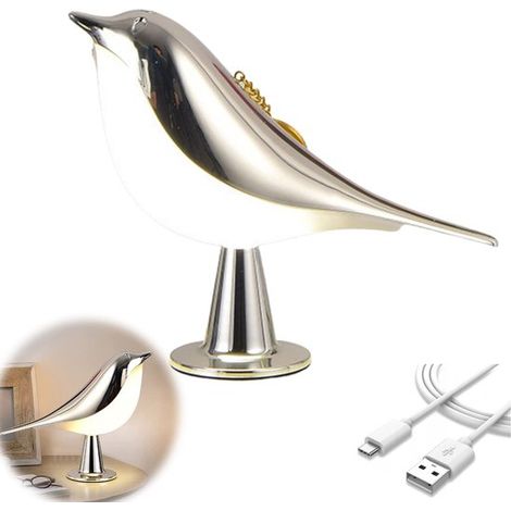 Lampada ricaricabile a forma di uccellino, mini luce notturna, lampada da comodino creativa, tre temperature di colore disponibili, con sensore touch per la camera da letto (1/5)