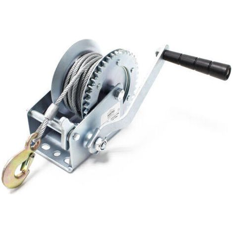 Treuil à câble manuel de halage - en Acier galvanisé - Charge max. 550 kg - câble 8 m - Rapport de transmision 4,1:1 - avec Manivelle - pour Bateau Auto