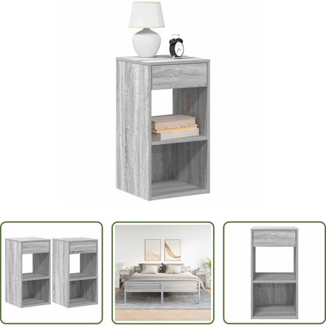vidaXL Schubladen - Nachttische mit Schublade 2 Stk. Grau Sonoma 35x34x66,5 cm (1/5)
