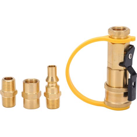 Adaptateur de raccordement rapide pour propane de VR, vanne d'arrêt 1/4 pouce et bouchon complet pour tuyau de propane (1/5)