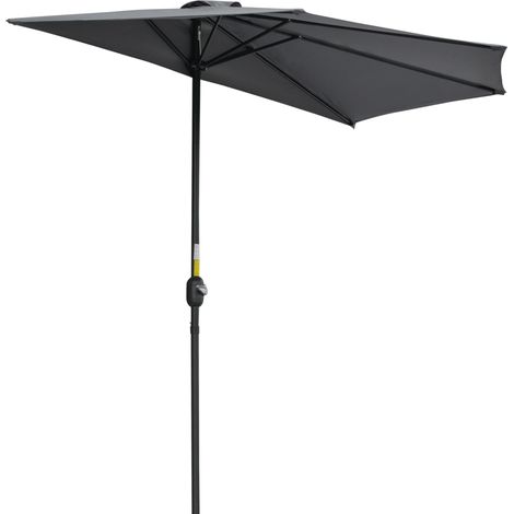Parasol Elderwick Demi-Lune Gris Balcon Terrasse Anti-UV Manivelle Pratique (1/5)