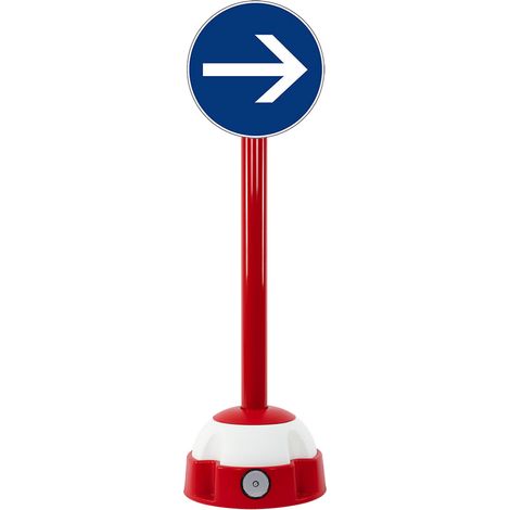 Poteau aluminium Rouge sur socle balise avec panneau - Sens obligatoire - 2030267 (1/5)