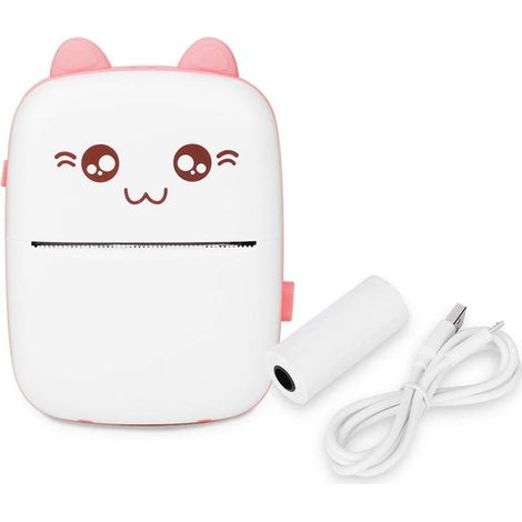 Mini Imprimante Photo, Imprimante Thermique de Poche, 200DPI Bluetooth Imprimante Rapide pour travaux de journal de notes photo(Rose) (1/5)