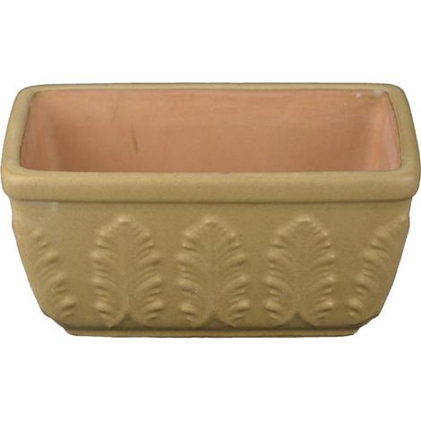 Vaso per bonsai rettangolare in gres smaltato nocciola 12,5x8x6 cm - A24C