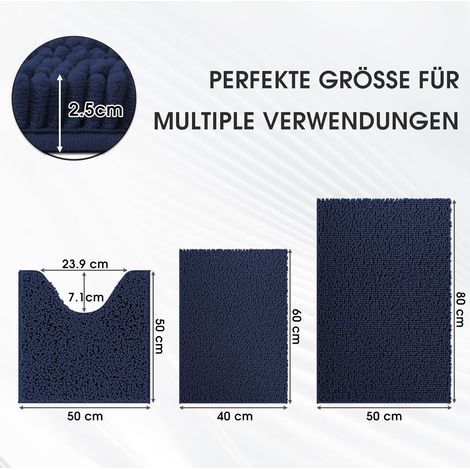 Ensemble 3 Pièces Tapis De Bain, Chenille Absorbante, Base Antidérapante, Pour Salle De Bain (1/5)