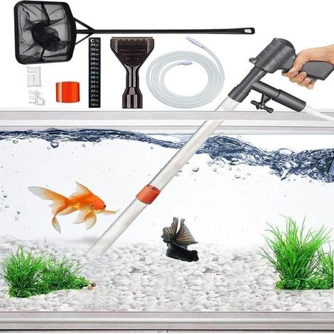 Nettoyeur Gravier Aquarium, avec Bouton Pression d'air et Grattoir, Gravier Aquarium Pompe Aspirateur pour Filtre à Eau Gravel (1/5)