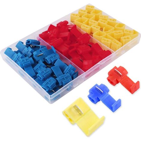 Connecteur Rapide Scotch Verrouillage Connecteurs Raccords Auto-Dénudants Cosse Electrique Connecteur Rapide Kit Rouge 20 Pcs Bleu 20 Pcs Jaune 15 Pcs (1/4)