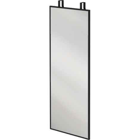 Miroir mural rectangulaire - 110 x 40 cm, noir - Crochets, hauteurs réglables, verre trempé et cadre en alliage d'aluminium - Pour salon, chambre - Design moderne (1/5)