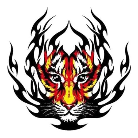 Flammenaufkleber, Tigerflammen-Aufkleber, Motorhaube, Tigerkopf, selbstklebende Autoaufkleber, personalisierte reflektierende Aufkleber, Heckscheibe, 20 x 20 cm