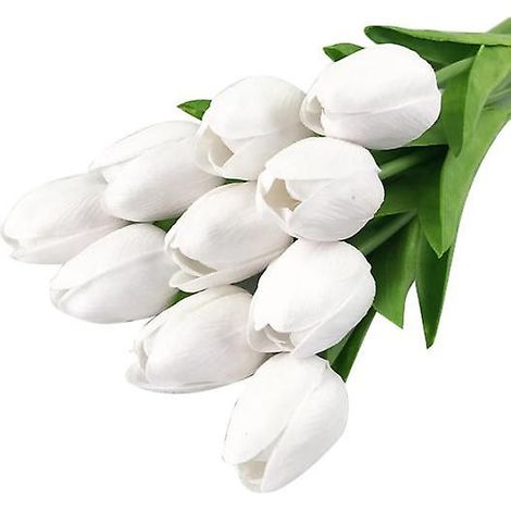 bouquet de tulipes artificielles, composition florale pour la maison, le jardin, un mariage ou un bureaublanc (1/5)