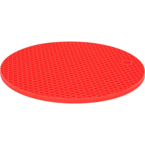Nappe de protection silicone épaisse pour micro-ondes, forme ronde rouge - Grade alimentaire (1/5)