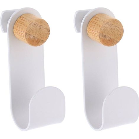 Set di 2 ganci in metallo + 2 viti in bambù per il montaggio su struttura - bianco opaco - Tendance