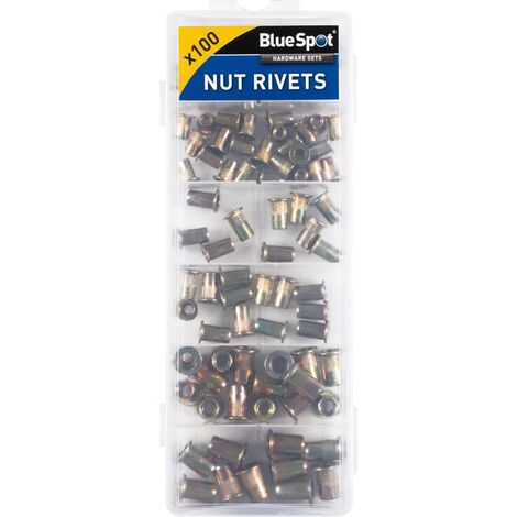 Bluespot 100pc Rivet Nuts Zinc Steel Rivnut Insert For Threaded Riveter M3 - M6