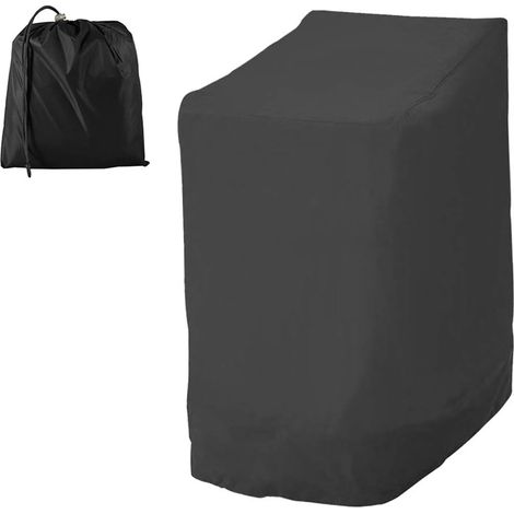 Housse de chaise de jardin empilable imperméable Ineasicer 210D Oxford, housse de protection pour chaises de patio extérieures avec cordon de serrage réglable, 114x85x65cm (210D, Noir) (1/5)