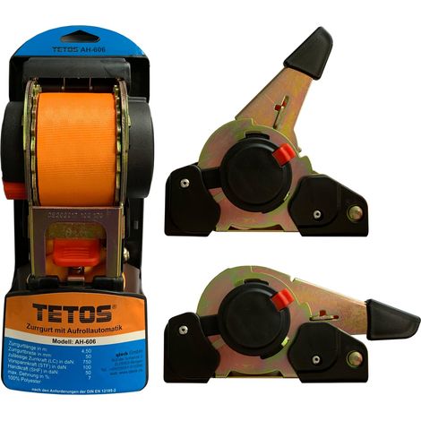 qteck Ratschenzurrgurt mit Aufrollautomatikt TETOS 50mm x 4,5m 1 Stück