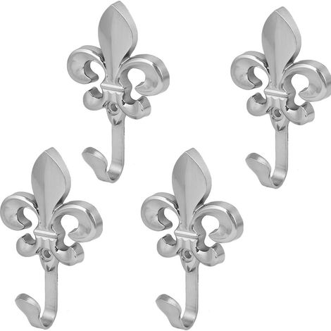 4Stk Badezimmer-Zubehör Wohnzimmer Badenzimmer Wand Haken Hänger Handtuchhaken Silberton 93mmx59mmx3 (1/4)