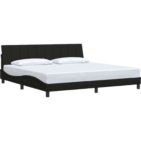 vidaXL Cadre de lit sans matelas Hanko noir 200x200 cm tissu (1/5)
