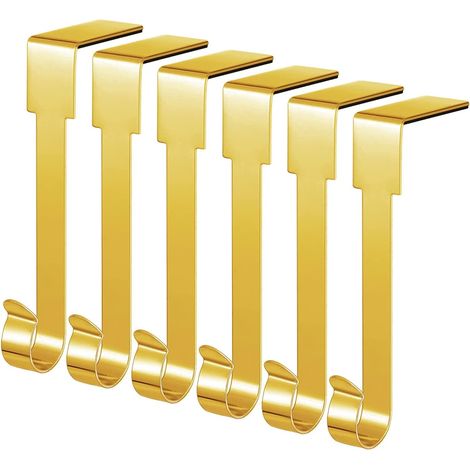 Juego de 6 ganchos para calcetines navideños para chimenea, calcetines navideños, decoraciones para fiestas navideñas (6, dorados, 6)