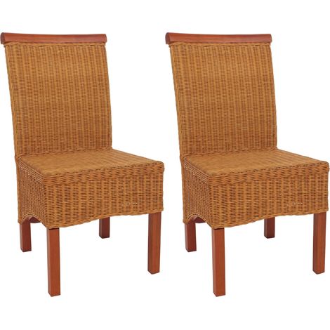 [NON UTILIZZATO] Set 2x sedie rattan vimini eleganti soggiorno sala pranzo M42 97x46x50cm senza cuscini