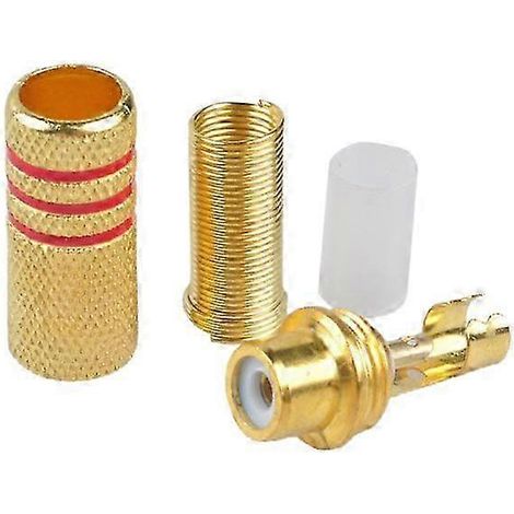 Connecteur RCA, lot de 6 fiches RCA femelles à vis, adaptateur jack audio/vidéo en ligne plaqué or, type à souder, vis dorées (1/5)