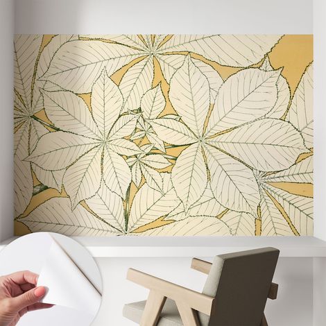Papier peint autocollant avec imprimé pour cuisine facile à appliquer pour mur a motif Feuilles de châtaignier 104x70 cm (1/5)