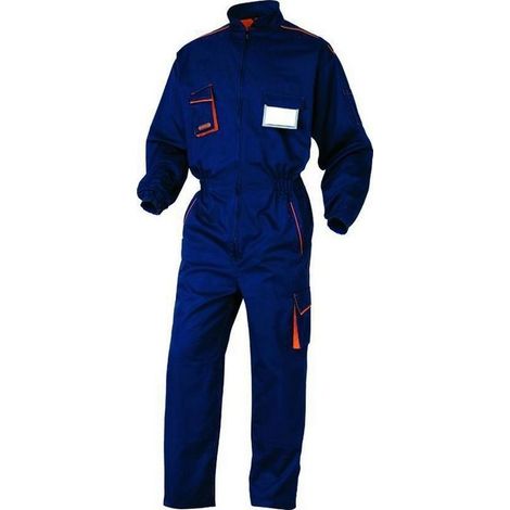 Deltaplus 3295249151904 PANOSTYLE Tuta da Lavoro in Poliestere 65% e Cotone 35% 235 g-m² con Chiusura Lampo Singola Elastico in Vita e ai Polsi 7 Tasche colore Arancione e Blu Navy