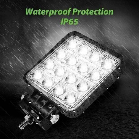 Carré phare de travail led 12-24V 48W 6500K IP67 lampe de travail led Rampe Phares Longue Portee Spot feux de travail pour Camion Tracteur Offroad Voiture Tout-Terrain SUV feu antibrouillard,de (1/3)